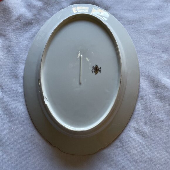 Noritake Handled Oval Platter With Gold Floral Design Made In Japan 14"x10" Eleg - Picture 7 of 9